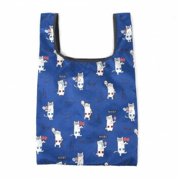 Tote Bag Type - クスグルジャパン プリントエコバッグ ネコまるけ柄 ブルー 25-8176 【北海道・沖縄・離島配送不可】