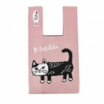 クスグルジャパン クスグル ニット・トートバッグ マチルダさん柄 ピンク 24-7080 【北海道・沖縄・離島配送不可】