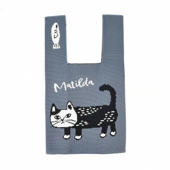 クスグルジャパン クスグル ニット・トートバッグ マチルダさん柄 サックス 24-7080 【北海道・沖縄・離島配送不可】