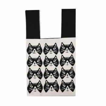 クスグルジャパン クスグル ニット・トートバッグ ミチョロ柄 ブラック 24-7081 【北海道・沖縄・離島配送不可】