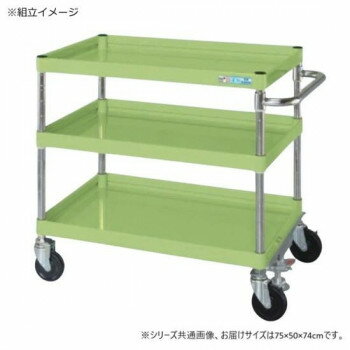 サカエ CSパールワゴン中量タイプ フロアストッパー付 グリーン CSP-7573FSNU 【北海道・沖縄・離島配送不可】