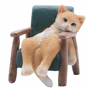 ティーライフ プティフレンズ 置物 だらだらチェアキャット ブルー 621515 【北海道・沖縄・離島配送不可】