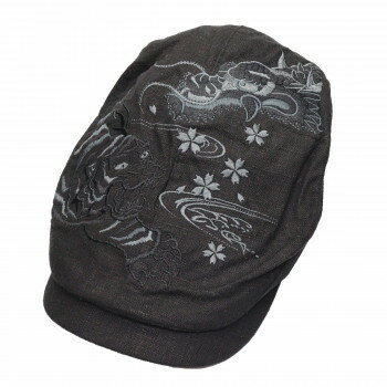 大西賢製販 Ripple 刺繍ハンチング モノトーン龍虎A ブラック H35BK-SH02 【北海道・沖縄・離島配送不可】