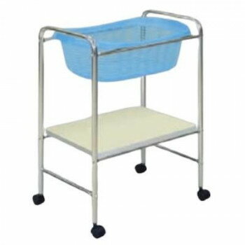 高田ベッド製作所 S型器械台付脱衣カゴ(ブルー) キャスター付き TB-73-11 【北海道・沖縄・離島配送不..
