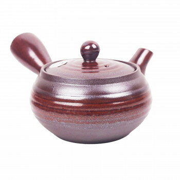 B-4176 急須 1.5号平形(紅) 萬古焼 【北海道・沖縄・離島配送不可】