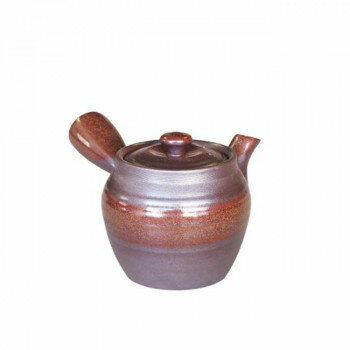 B-9209 急須 つぼ形1.5号 紅(丸網) 萬古焼 【北海道・沖縄・離島配送不可】