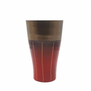 M5313 ビアカップ(L) 金彩十草 赤 和食器 【北海道・沖縄・離島配送不可】