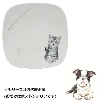 子犬のイラストが描かれたプレートです。ご自分用、プレゼントにもおすすめのプレートです。サイズ：縦19.5cm、横19.5cm、高さ3.8cm個装サイズ：21×21×5cm重量：約282g個装重量：470g素材・材質：磁器仕様：食洗機・電子レンジ:対応生産国：日本