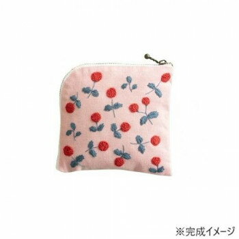 戸塚刺しゅう 刺繍キット 戸塚刺しゅう×星燈社 星あかりの刺繍手帖 ラウンドポーチ「木いちご」 564 【北海道・沖縄・離島配送不可】