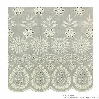 riz au lait リアレ　刺繍カフェカーテン　02　IVORY　GRK1567 【北海道・沖縄・離島配送不可】