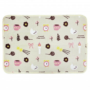 jou jou lier ジュジュリエ　ほっこりモチーフ　フランネルフロアマット　03　ECRU　GMT8675 【北海道・沖縄・離島配送不可】