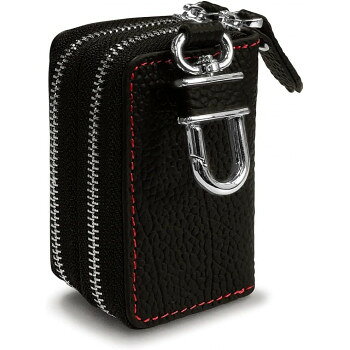 AWESOME(オーサム)　スマートキーケース　クリア窓付きダブルファスナータイプ　ブラック×レッドステッチ　ASK-CMW002R 【北海道・沖縄・離島配送不可】
