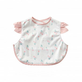 ＜＜ご注意下さい＞＞こちらの商品はメーカーよりお客様へ直接お届けの品になります。 当店での在庫はしておりません。在庫の有無はメーカー在庫のみになりますので、急な欠品や急に廃盤になる可能性がございます。こちらの商品の配送について○北海道・沖縄・離島につきましては、配送不可となりますので予めご了承お願いします。こちらの商品の包装(ラッピング)について○上記の理由(メーカーより直送)により包装はできませんので予めご了承お願いします。こちらの商品の不具合について○お届けしましたこちらの商品に不具合があった場合、商品到着日より1週間以内に当店にご連絡ください。メーカーが直接対応させて頂きます。○お客様がご自身で修理された場合、費用の負担は致しかねますので予めご了承下さい。防水なので汁物のごはんでも安心してご利用頂けます。コンパクトにたためるので、持ち運びにも便利!袖がチューリップの花びらのようにひらひらの可愛いデザインです。サイズ：着丈300×身幅340×肩幅260mm、天幅(内):120×袖幅55mm、AH:160mm、後下がり(内):30mm、エプロン:幅100mm個装サイズ：39.0×33.5×1.0cm重量：個装重量：55g素材・材質：ポリエステル(撥水加工)100%生産国：中国