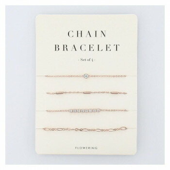 フラワーリング ブレスレット ラインストーンチェーン 4本セット ピンクゴールド AAB0389-PG 【北海道..