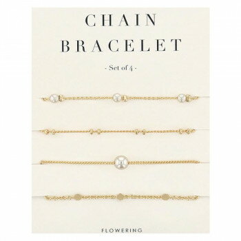 フラワーリング ブレスレット パールミックスチェーン 4本セット ゴールド AAB0391-GD 【北海道・沖縄・離島配送不可】