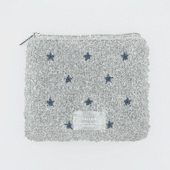 フラワーリング フラットポーチ 刺繍×ラメニット 星 シルバー GPO0347-SV 【北海道・沖縄・離島配送不可】
