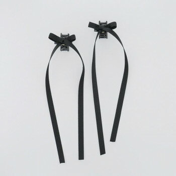 フラワーリング ミニヘアクリップ ロングリボン 2個セット ブラック HHC0511-BK 【北海道・沖縄・離島配送不可】