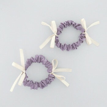 フラワーリング ミニシュシュ ツインリボン 2個セット パープル HHS0584-PU 【北海道・沖縄・離島配送不可】