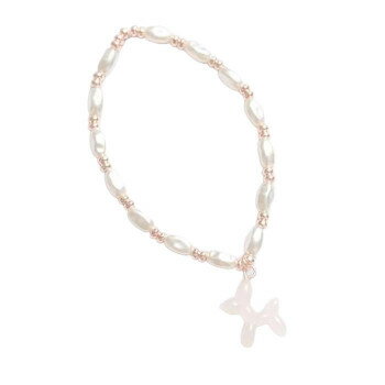 フラワーリング UVチェッカー付きブレスレット バルーンドッグ×パール ピンクゴールド AUV0006-PG 【北..