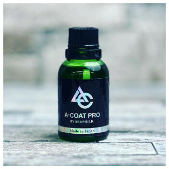 ACOAT PROは、業者様向けの親水ガラスコーティング剤です。施工場所は屋外を避け、屋内での施工を推奨しております。硬化が早く、ガラスコーティングの皮膜が分厚いタイプのガラスコーティング剤となります。施工の流れ:バフ掛け→A COAT PRO塗布→10分〜15分で濡れタオルで拭き取り、乾拭きで仕上げます。サイズ：個装サイズ：20×11×3.2cm重量：個装重量：75g素材・材質：主成分:ケイ酸混合物仕様：内容量:20ml第四類第二石油類・危険等級III生産国：日本