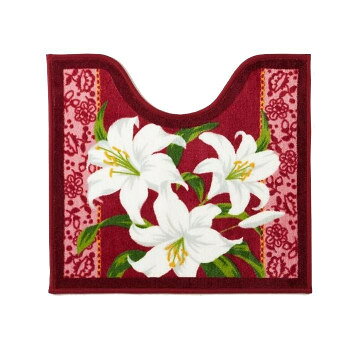 ユリ柄 トイレマット クラシックリリー レッド 55×60cm XA-2084 【沖縄配送不可】