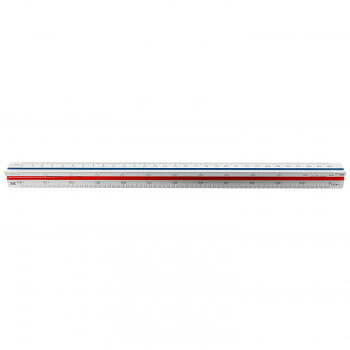 デザイン・登記向き三角スケールです。サイズ：目盛り:長30cm、個装サイズ：35×3×3cm重量：個装重量：72g素材・材質：再生ABS仕様：1/100、1/200、1/250、1/300、1/400、1/500生産国：日本