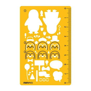 テンプレートでマークを描いて日常の出来事を記録したり、メッセージカード・ふせんにデコレーションできます。手帳を可愛く楽しく演出します。名刺サイズでコンパクト。持ち運びにも便利です。※シャープペンは0.5mm以下で使用可能です。マーカーは0.3mm以下、にじみにくい顔料インクのフォードローイングがオススメです。サイズ：横55×縦85×厚さ0.6mm、個装サイズ：7×11×1cm重量：個装重量：6g素材・材質：本体:オレンジブチレート製生産国：日本
