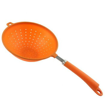 ユーロキッチン eurokitchen シリコン柄付ストレーナー 水切り器 取っ手タイプA□ オレンジ 【沖縄配送不可】
