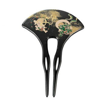 まえじゅう漆器 漆芸かんざし 風神雷神(B) 4X-133