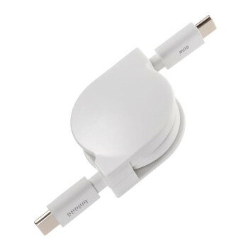 サンワサプライ USB2.0 Type-C 巻取りケーブル PD60W ホワイト KU-CCP60M08W