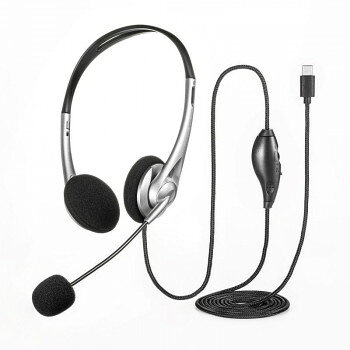 サンワサプライ USB TypeCヘッドセット 1.8m シルバー MM-HSTC03SV