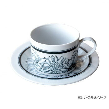 ヴィンテージ風なデザインと彫刻をほどこした表現で料理を引き立てる普段使いの器です。ゆったりとした心地の良い時間、アンティークな雰囲気と洗練されたデザインは飾るだけでも絵になり、食卓に優雅なアクセントを添えます。白と黒のモノトーンの落ち着きが料理を引き立て、シンプルながらも確かな存在感です。サイズ：カップ:φ85×60mm、皿:φ160×20mm、個装サイズ：16.5×16.3×8.2cm重量：カップ:150g、皿:200g、個装重量：450g素材・材質：磁器仕様：食洗機、電子レンジ:使用可(温め直しに限る)容量カップ:250cc生産国：日本