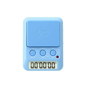 上部のボタンを押すとカウントアップが始まり、ストップウォッチのような感覚でタイムを測れます。勉強に集中できるようにセットした時間になるとアラームと光で知らせてくれます。図書館や自習室、深夜の勉強など音を鳴らしたくない場合は消音に設定できます。静かな場所でも周りを気にせず使えます。サイズ：約W60×D80×H23mm、個装サイズ：10×4×15cm重量：約61g、個装重量：108g仕様：電源:単4形乾電池(テスト電池)×2個表示方法:液晶デジタル7桁カレンダー設定範囲:2018〜2050年までデイカウント最大設定日数:9999日アラーム鳴動時間:約10秒間生産国：中国