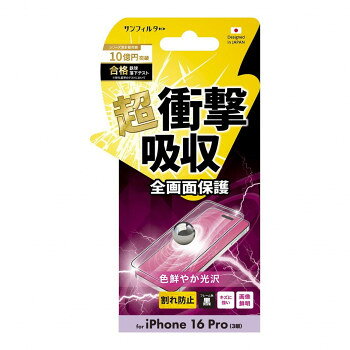 iPhone16Pro対応 衝撃吸収フィルム(フレーム) 光沢 i38RASFF