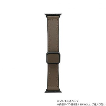 Apple Watchバンド CORVIN 裏面ラバーマグネットレザーバンド ダークブラウン LN-AW41B43BR
