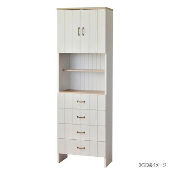 ＜＜ご注意下さい＞＞こちらの商品はメーカーよりお客様へ直接お届けの品になります。 当店での在庫はしておりません。在庫の有無はメーカー在庫のみになりますので、急な欠品や急に廃盤になる可能性がございます。こちらの商品の配送について○北海道・沖縄・離島につきましては、配送不可となりますので予めご了承お願いします。こちらの商品の包装(ラッピング)について○上記の理由(メーカーより直送)により包装はできませんので予めご了承お願いします。こちらの商品の不具合について○お届けしましたこちらの商品に不具合があった場合、商品到着日より1週間以内に当店にご連絡ください。メーカーが直接対応させて頂きます。○お客様がご自身で修理された場合、費用の負担は致しかねますので予めご了承下さい。フランスの田舎町をテーマとした自然体で飾らないデザインのランドリー収納です。農園のある田舎町で使われているような温かみのある色合いやデザインにもこだわったフレンチカントリー家具です。洗面台や洗濯機横の隙間を収納スペースへと変えてしまう収納ラックです。扉収納とオープン収納、引き出し収納の組み合わせで、洗剤やタオルコスメなどの小物類も収納可能です。必要工具:プラスドライバー、ゴムハンマー※組立家具を含む木材加工品は、組み立て方や設置環境によってサイズに誤差が生じる場合がございます。※また掲載商品の仕様等はメーカーのリニューアルに伴い、予告なく変更する場合もございますので予めご了承ください。※実物の商品になるべく近いお色になるよう努めておりますが、 お客様のご使用のモニターやブラウザなどの環境により、 色の見え方が実物と多少異なる場合がございます。 予めご了承ください。サイズ：外寸:幅60.3×奥行32×高さ182cm、個装サイズ：103×62×14cm重量：29kg、個装重量：30000g素材・材質：パーティクルボードプリント化粧繊維板(MDF)仕様：組立式低ホルムアルデヒド仕様移動棚:3枚扉内:2枚オープン部:1枚耐荷重固定棚耐荷重:10kg移動棚耐荷重:5kg引出し耐荷重:5kg付属品：転倒防止バンド引出しストッパー生産国：日本
