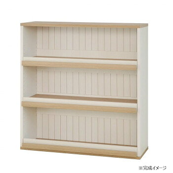 ＜＜ご注意下さい＞＞こちらの商品はメーカーよりお客様へ直接お届けの品になります。 当店での在庫はしておりません。在庫の有無はメーカー在庫のみになりますので、急な欠品や急に廃盤になる可能性がございます。こちらの商品の配送について○北海道・沖縄・離島につきましては、配送不可となりますので予めご了承お願いします。こちらの商品の包装(ラッピング)について○上記の理由(メーカーより直送)により包装はできませんので予めご了承お願いします。こちらの商品の不具合について○お届けしましたこちらの商品に不具合があった場合、商品到着日より1週間以内に当店にご連絡ください。メーカーが直接対応させて頂きます。○お客様がご自身で修理された場合、費用の負担は致しかねますので予めご了承下さい。お部屋を明るく演出するフレンチカントリー風スタイルです。圧迫感の少ない奥行は、お部屋を広く感じさせます。移動棚は取り外しが可能で3cm間隔で21段階の高さに設定できます。必要工具:プラスドライバー、ゴムハンマー※組立家具を含む木材加工品は、組み立て方や設置環境によってサイズに誤差が生じる場合がございます。※また掲載商品の仕様等はメーカーのリニューアルに伴い、予告なく変更する場合もございますので予めご了承ください。※実物の商品になるべく近いお色になるよう努めておりますが、 お客様のご使用のモニターやブラウザなどの環境により、 色の見え方が実物と多少異なる場合がございます。 予めご了承ください。サイズ：外寸:幅90.2×奥行29.5×高さ94.1cm、個装サイズ：97×31×19cm重量：17.5kg、個装重量：18500g素材・材質：パーチクルボードプリント化粧繊維板(MDF)仕様：組立式低ホルムアルデヒド仕様耐荷重天板耐荷重:20kg移動棚板耐荷重:10kg付属品：連結補助金具転倒防止バンド生産国：日本