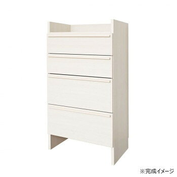 ＜＜ご注意下さい＞＞こちらの商品はメーカーよりお客様へ直接お届けの品になります。 当店での在庫はしておりません。在庫の有無はメーカー在庫のみになりますので、急な欠品や急に廃盤になる可能性がございます。こちらの商品の配送について○北海道・沖縄・離島につきましては、配送不可となりますので予めご了承お願いします。こちらの商品の包装(ラッピング)について○上記の理由(メーカーより直送)により包装はできませんので予めご了承お願いします。こちらの商品の不具合について○お届けしましたこちらの商品に不具合があった場合、商品到着日より1週間以内に当店にご連絡ください。メーカーが直接対応させて頂きます。○お客様がご自身で修理された場合、費用の負担は致しかねますので予めご了承下さい。洗面所や脱衣所の収納をスッキリと整え、日常のアイテムを便利に収納できる日本製の収納家具です。限られたスペースにもぴったり収まるサイズ感と機能性を兼ね備えています。高耐荷重で安心です。必要工具:プラスドライバー、ゴムハンマー※組立家具を含む木材加工品は、組み立て方や設置環境によってサイズに誤差が生じる場合がございます。※掲載商品の仕様等はメーカーのリニューアルに伴い、予告なく変更する場合もございますので予めご了承ください。※実物の商品になるべく近いお色になるよう努めておりますが、 お客様のご使用のモニターやブラウザなどの環境により、 色の見え方が実物と多少異なる場合がございます。 予めご了承ください。サイズ：外寸:幅64×奥行38.5×高さ120cm、個装サイズ：130×39×18cm重量：25.5kg、個装重量：26500g素材・材質：パーティクルボードプリント化粧繊維板(MDF)仕様：組立式低ホルムアルデヒド仕様耐荷重天板耐荷重:10kg引出し耐荷重:5kg付属品：引出しストッパー生産国：日本