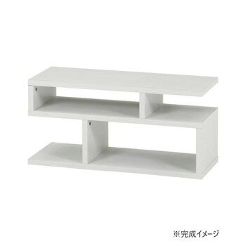 不二貿易 C/D:51489 S字型TV台 80幅 オークWH 【北海道・沖縄・離島配送不可】