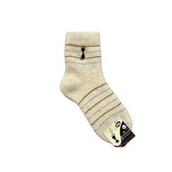 アンゴラボーダー15cmルームソックス ネコ刺 22-24cm ベージュ(3) 008314121