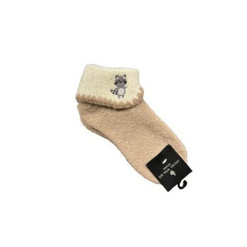アンゴラ折返しルームソックス アライグマ刺繍 22-24cm ベージュ(3) 008316921