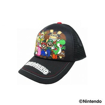 スーパーマリオ メッシュキャップ(帽子) 54cm 集合柄 ブラック MR7280224