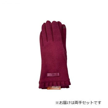 婦人用手袋 アクリルジャージ サテンリボン (スマホ対応) ローズ(1) 002352524