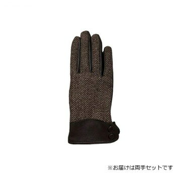 婦人用手袋 羊革コンビ手袋 22cm ダークブラウン(3) 001317521