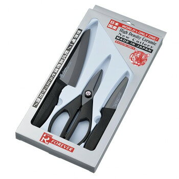 フォーエバー 黒セラミック3点セット(包丁140mm・フルーツナイフ90mm・キッチン鋏) RB149-COSBK 【沖縄配送不可】