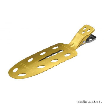 留め跡が付きにくい、金属一体型の軽量クリップです。アルマイト仕上げにより表面の硬度が上がり傷も付きにくいです。持ち手に穴が空いているため、手が滑りにくく開閉しやすい。オール金属で壊れにくく、軽量のためズレにくく落ちにくいです。サイズ：全長70mm、幅20mm、個装サイズ：20×15×1cm重量：個装重量：40g仕様：色:ゴールド生産国：中国