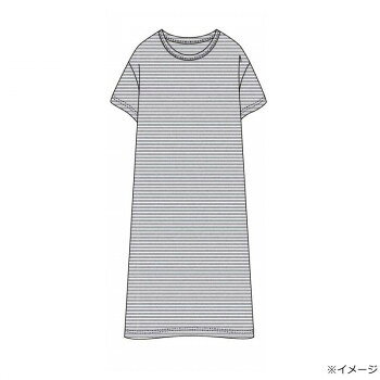 ギャルソンヌ レディスルームウェア テトロンレーヨン 天竺 ボーダーワンピース グレー 371766 Lサイズ 【沖縄配送不可】