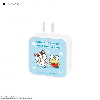 タマ&フレンズ×サンリオ USB/USB Type-C ACアダプタ KR.けろけろけろっぴ SANTA-02KR
