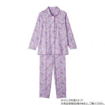 ケアファッション 大きめボタンのびのびストレッチパジャマ (婦人) パープル 4L 80045116 【沖縄配送不可】