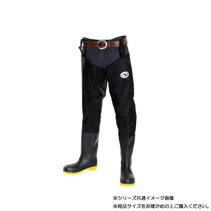 ＜＜ご注意下さい＞＞こちらの商品はメーカーよりお客様へ直接お届けの品になります。 当店での在庫はしておりません。在庫の有無はメーカー在庫のみになりますので、急な欠品や急に廃盤になる可能性がございます。こちらの商品の配送について○北海道・沖縄・離島につきましては、配送不可となりますので予めご了承お願いします。こちらの商品の包装(ラッピング)について○上記の理由(メーカーより直送)により包装はできませんので予めご了承お願いします。こちらの商品の不具合について○お届けしましたこちらの商品に不具合があった場合、商品到着日より1週間以内に当店にご連絡ください。メーカーが直接対応させて頂きます。○お客様がご自身で修理された場合、費用の負担は致しかねますので予めご了承下さい。履きやすい太もも丈のヒップウェーダー。破れに強い210デニールナイロン生地採用。PP製ベルト+ゴムで動きをサポート。※個人の体質により着用時にかゆみ、かぶれ等皮膚に異常をきたすことがあります。その際はすぐに使用を中止し、専門の医師にご相談ください。サイズ：26.0cm、個装サイズ：60×60×20cm重量：個装重量：3000g素材・材質：ナイロン210デニール仕様：カラー:ブラック生産国：中国
